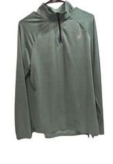 Spyder Active Pullover Mens Large Green ProWB Stretch Athletic Quarter Zip Top