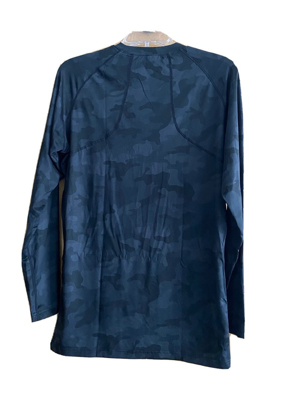 Camo Long-Sleeve Athletic Stretch Dark Gray/Black Mens Small or Med Pullover gallery
