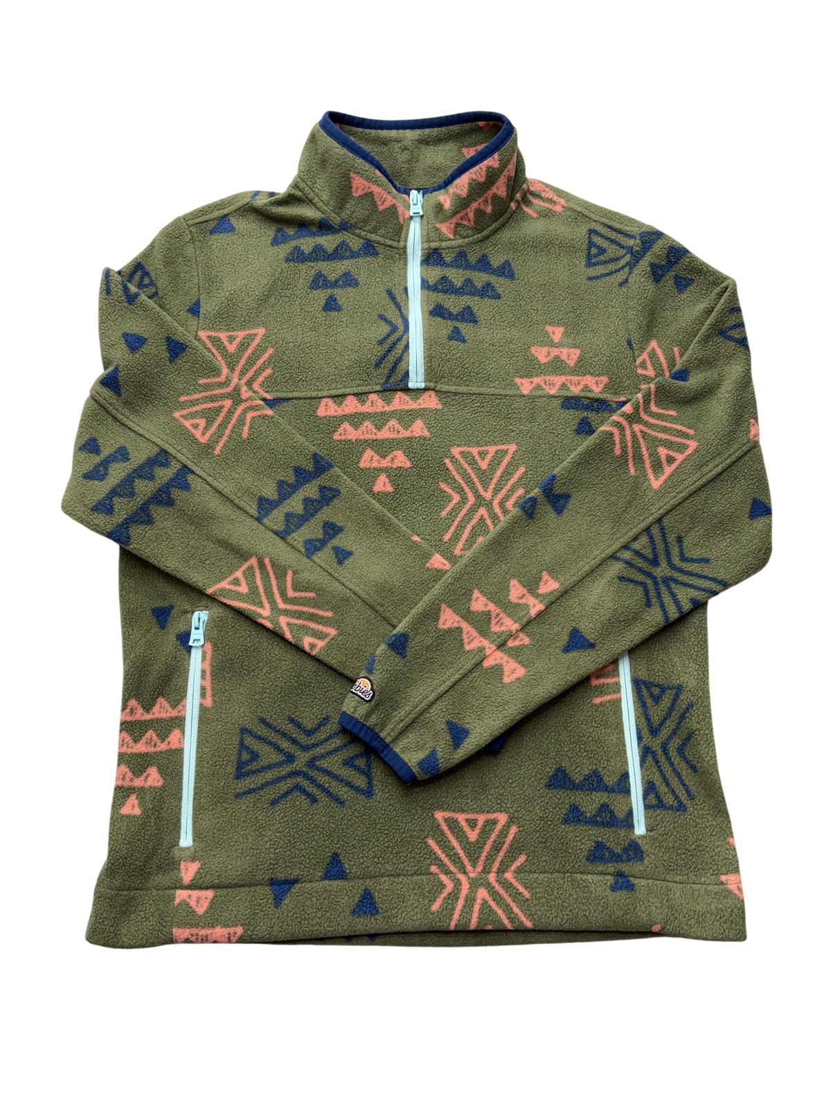 Chubbies Pullover Mens Medium Green Boomshakalaka Fleece Quarter Zip Aztec gallery