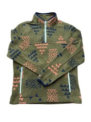 Chubbies Pullover Mens Medium Green Boomshakalaka Fleece Quarter Zip Aztec