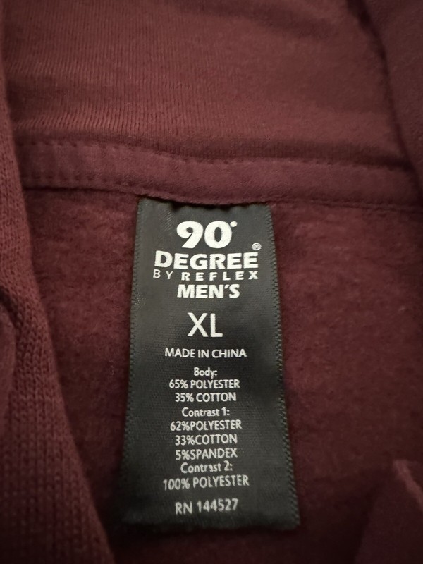 90 Degree by Reflex Workout Top Zip-Up Hoodie Windsor Wine XL Burgundy Maroon gallery