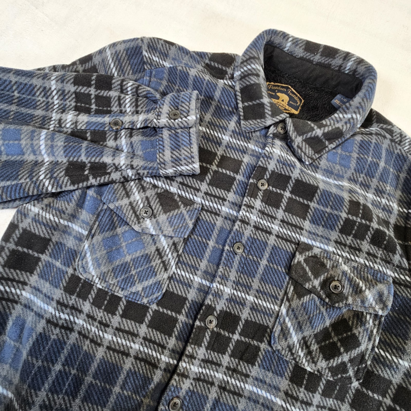Freedom Foundry Shirt Mens Large L Fleece Super Plush Sherpa Lined Jacket Blue gallery