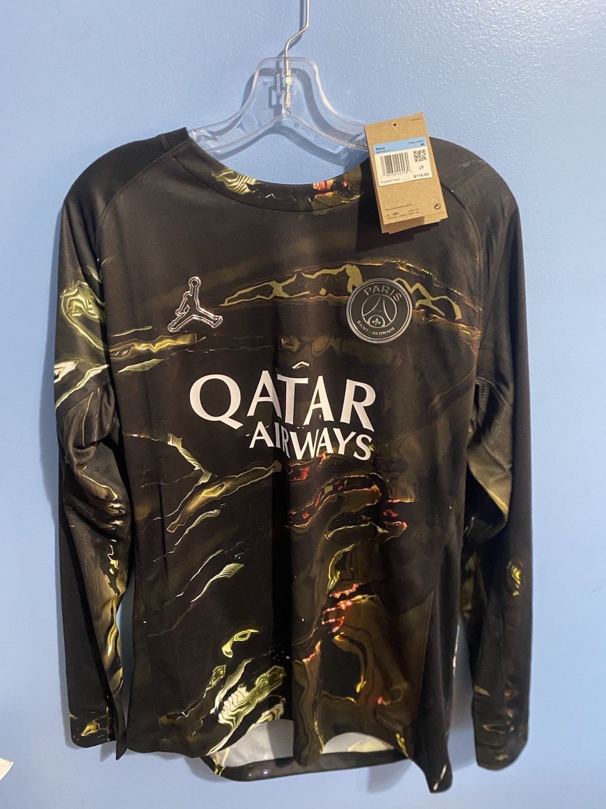 Jordan PSG Paris Saint-Germain Long Sleeve Soccer Jersey Black/Gold Men’s M gallery