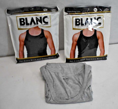 Blanc Underwear Sleeveless Men Undershirt Soft Touch Cotton Blend Gray XL 2 Pack