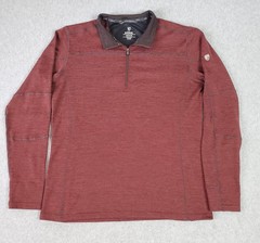 Kuhl Ryzer Pullover Mens Med Burnt Red 1/4 Zip Stretch Hiking Base Layer Knit