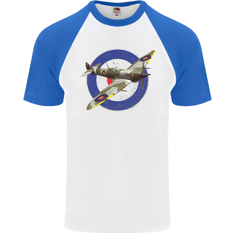 Spitfire MOD RAF WWII Fighter Plane British Mens S/S Baseball T-Shirt gallery