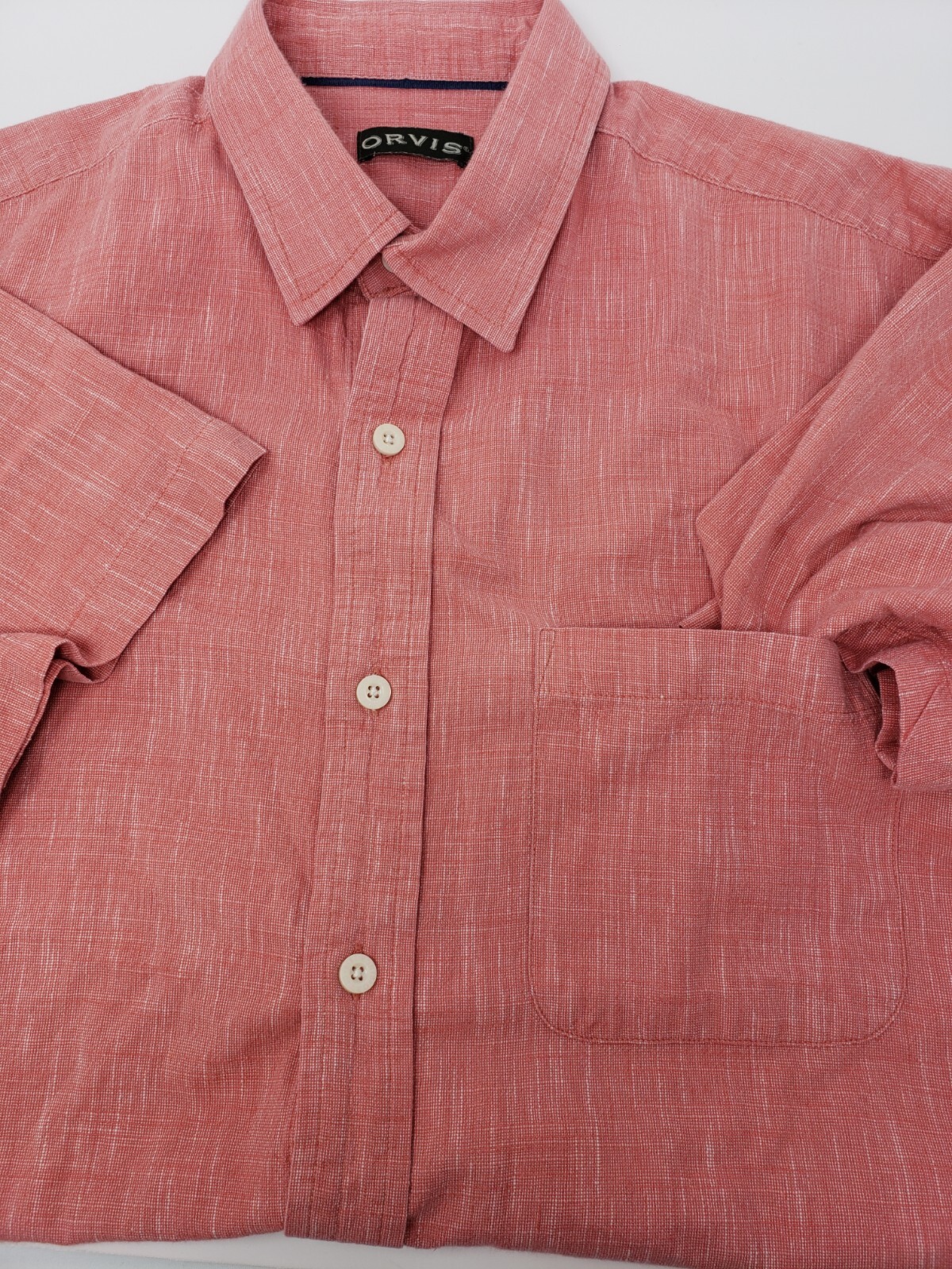 Orvis XL Button Front Shirt with Pocket 100% Cotton Short Sleeve made in India gallery