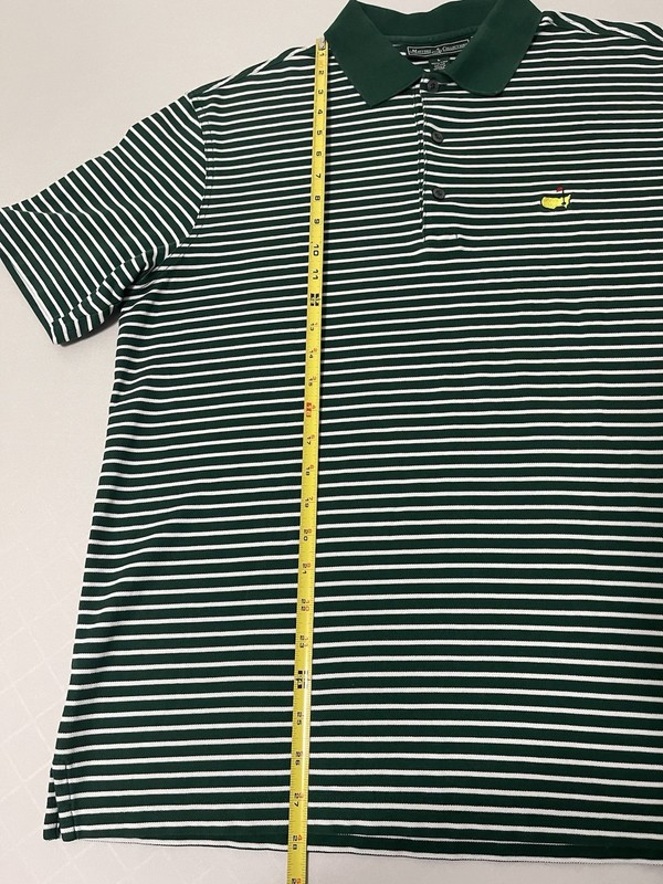Masters Collection Polo Shirt Mens Large Green Striped Short Sleeve Pima Cotton gallery