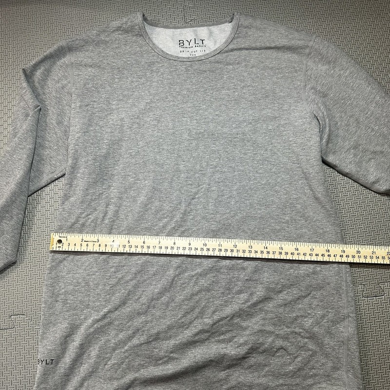 BYLT Shirt Mens Gray Long Sleeve Drop Cut Lux Premium Basics Gym Medium Henley gallery