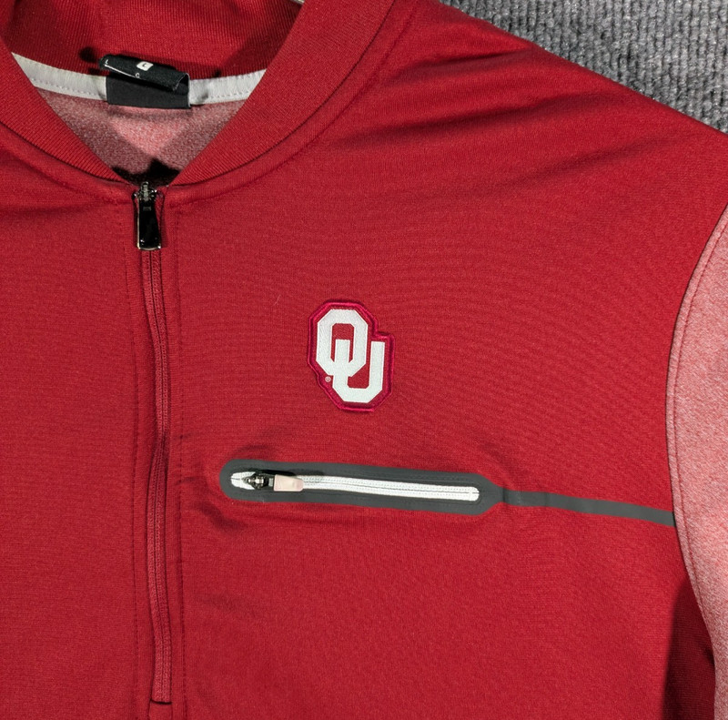 Nike Oklahoma Sooners Pullover Mens Large Long Sleeve Quarter Zip Blade Collar gallery