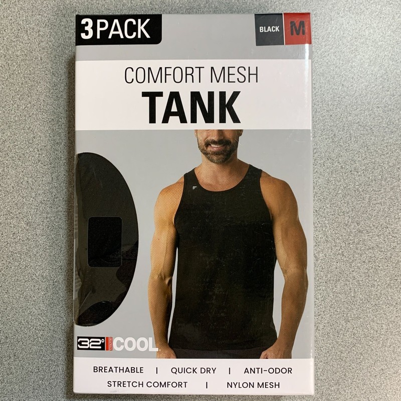 NWT 32 Degrees Cool Men's M Black Comfort Mesh Tank Top 3-Pack P1023 gallery