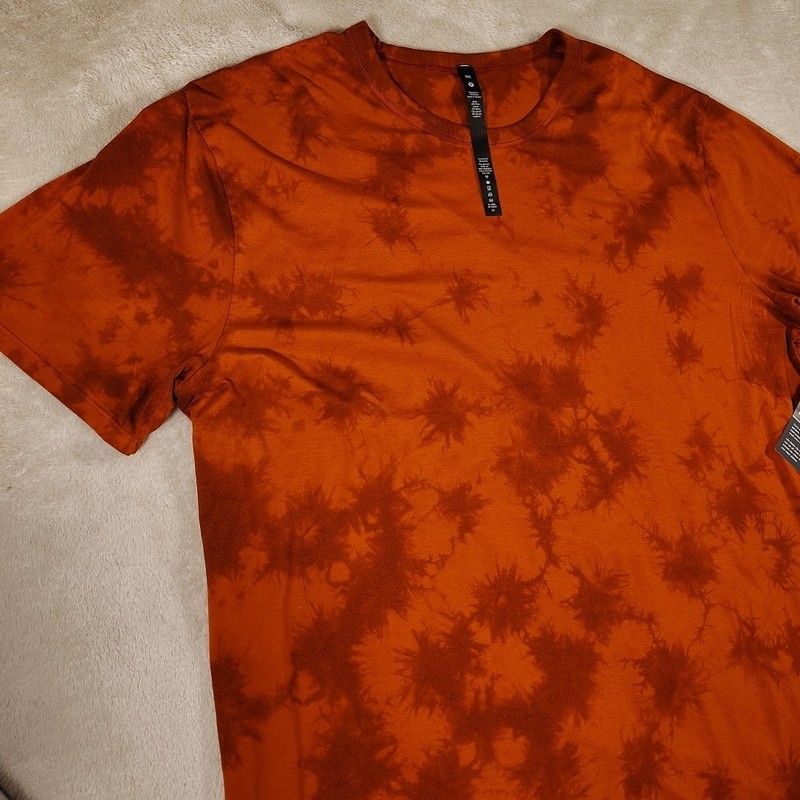 Lululemon Men's XXL The Fundamental T Tech Marble Tye-Dye Orange Gym Workout NEW gallery