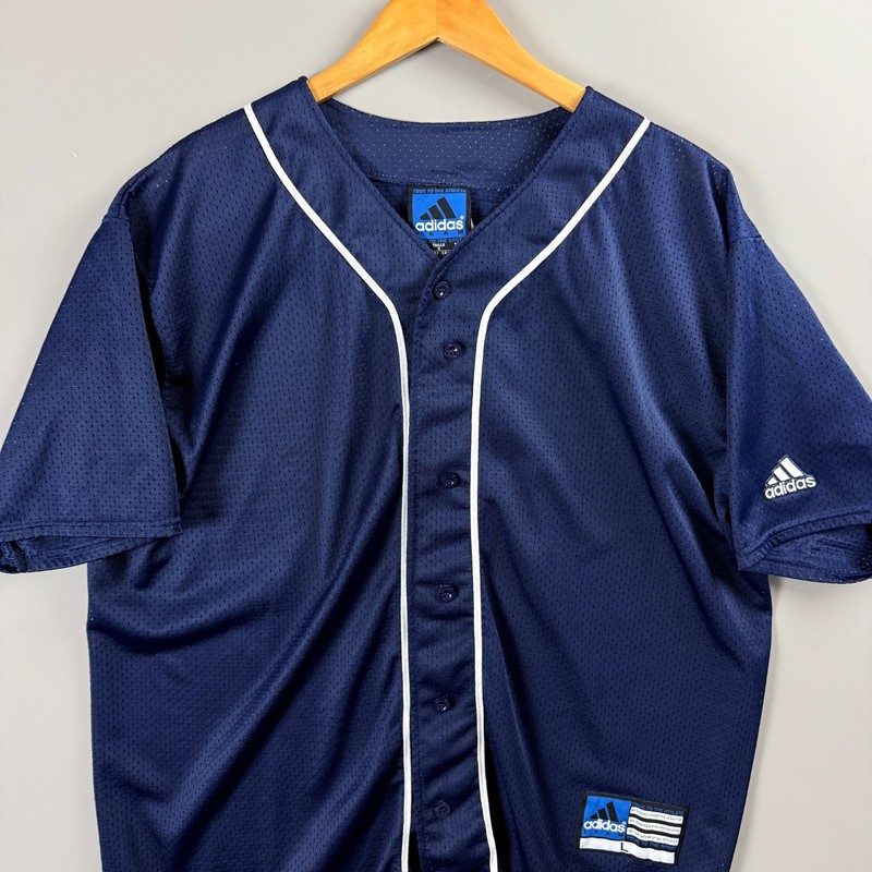 Adidas M's L Vintage Team Baseball Mesh Jersey Practice Short Sleeve Navy Blue gallery