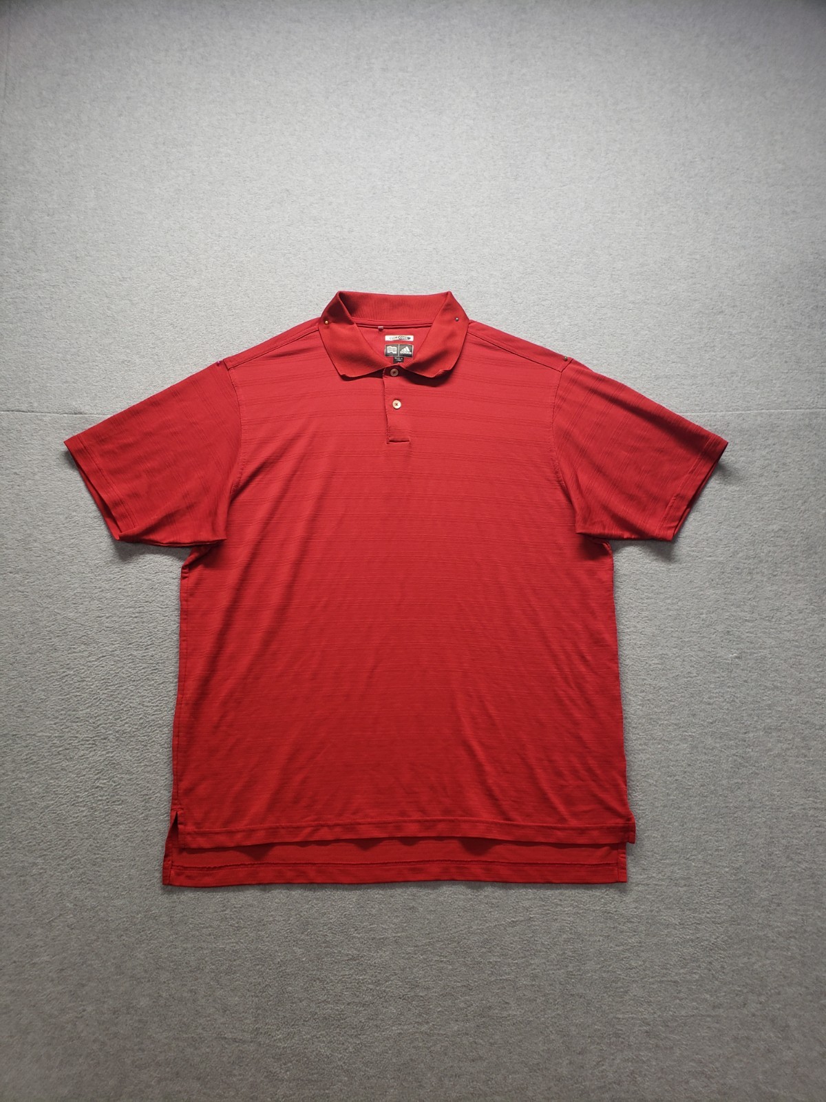 Adidas Men Polo Shirt L Red Button Collared Short Sleeve Side Slits Logo Active gallery