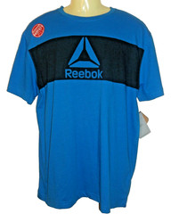 NWT Reebok Men’s Electric Blue Color Block Cotton Blend Logo Training Tee M