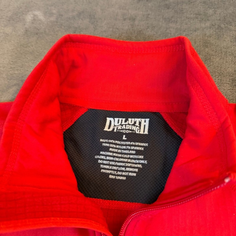 Duluth Trading Co Pullover Mens Large Red Quarter Zip Thumbholes Stretch Outdoor gallery