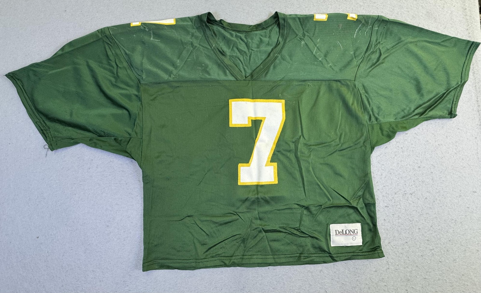 DeLong Football Jersey Mens Large Green Mesh Practice #7 V Neck Raglan Top gallery