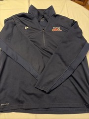 Nike USA Hockey Pullover Mens XL Blue 1/4 Zip Lightweight Olympics DriFit