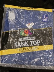 VTG BLUE Men’s Tank Top Shirt LARGE 42-44 Fruit of the Loom Golden Blend 1998