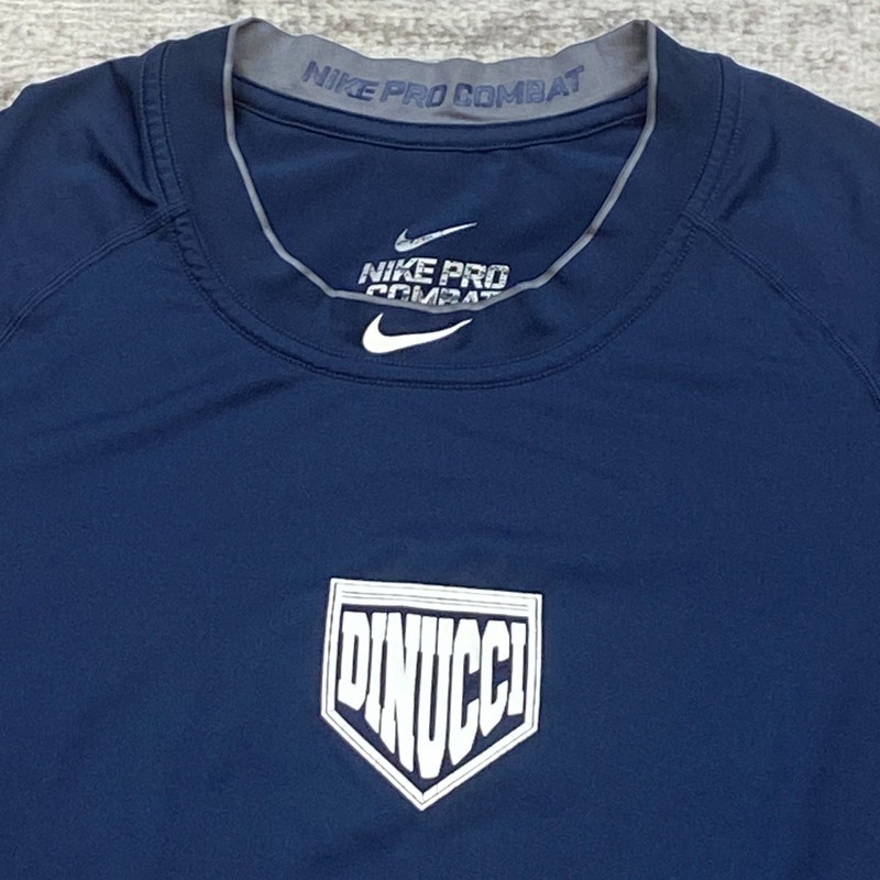 Nike Pro Combat Shirt Medium Blue White Performance Center Swoosh Drifit Preppy gallery