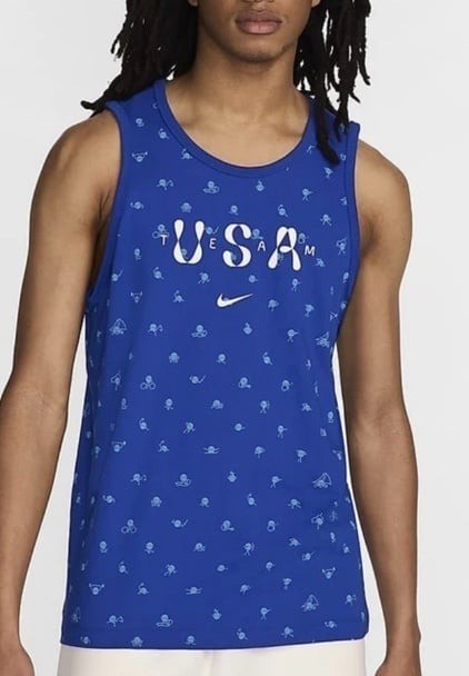 Nike USA Club Blue All Over Print Men's Tank Top Sz XL (FN0879-417) gallery