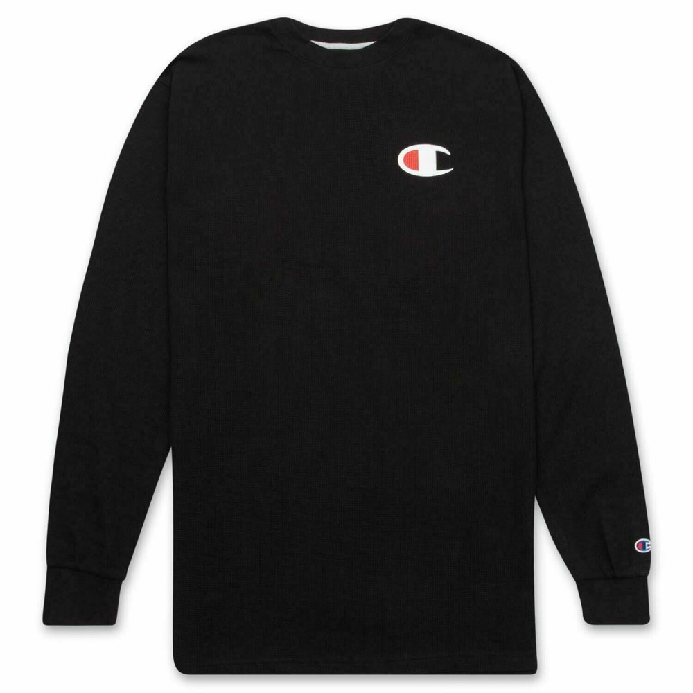 Champion Thermal Crewneck Shirt Men's Big & Tall Long Sleeve Waffle Knit Top
