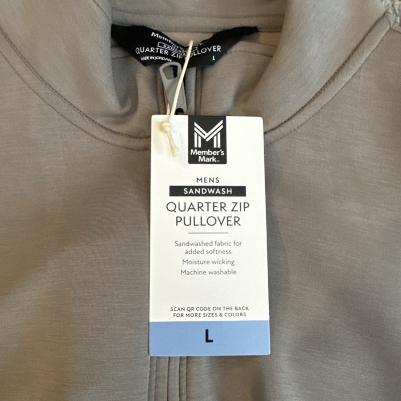 Member's Mark Men's Large Mock Neck Soft Taupe Sandwash Quarter Zip Pullover NWT gallery