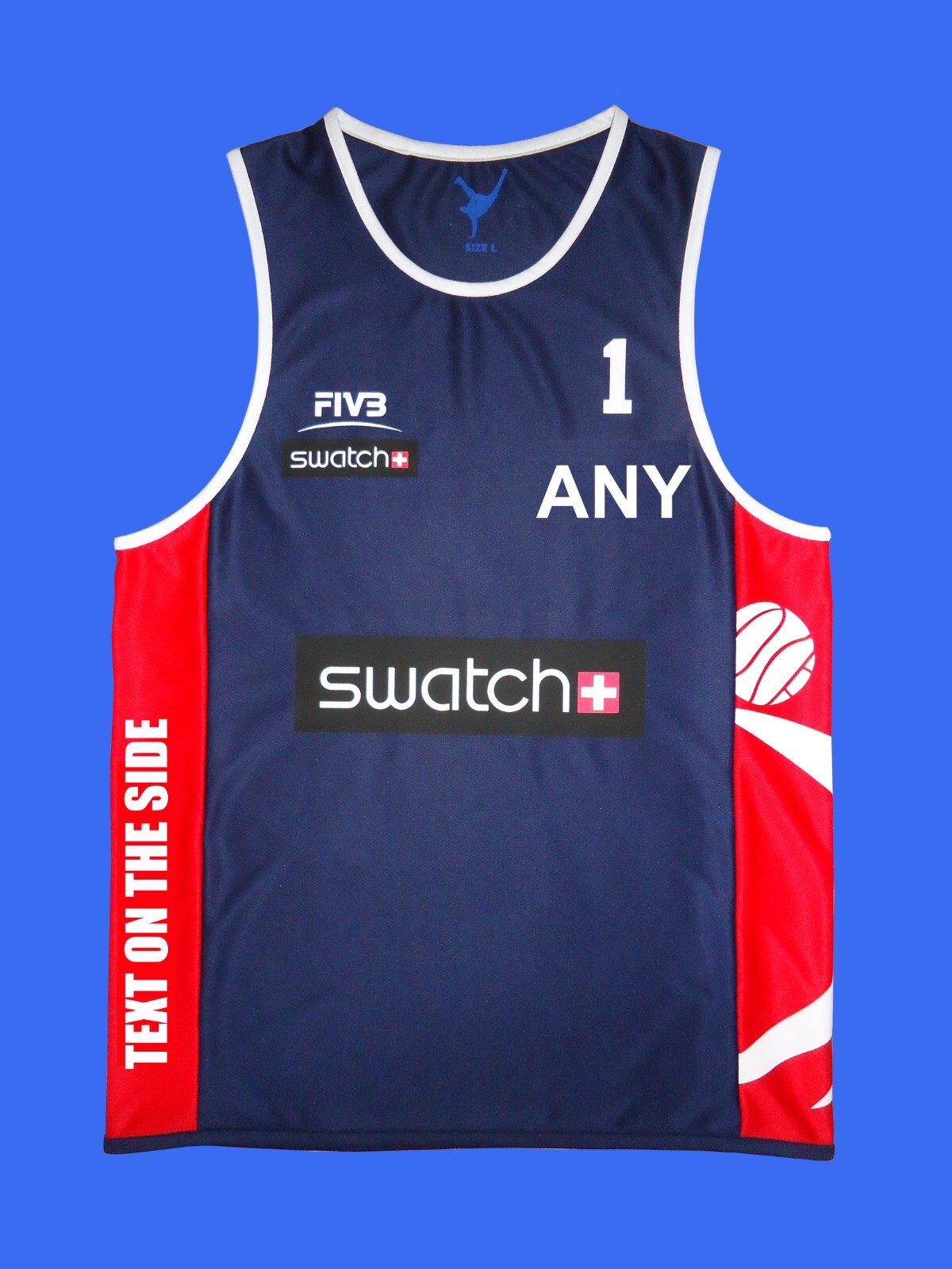Custom Beach Volleyball Jersey Navy Blue/Red Size S, M, L, XL, 2XL New gallery