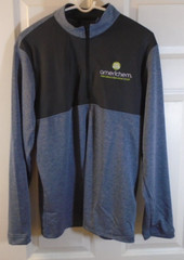 Adidas Golf, men’s LS UPF50 pullover, blue heather and black, size M, NWT