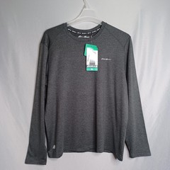 Eddie Bauer Shirt Mens XL Gray Brushed Long Sleeve FreeDry Motion Crewneck