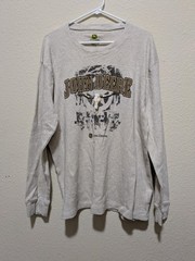 VTG JOHN DEERE Waffle Knit Thermal Long Sleeve Crew neck Shirt Mens XL Beige EUC