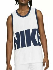NWT$40 NIKE DRI FIT White Blue Large Letter BASKETBALL JERSEY Tank Men DA1041