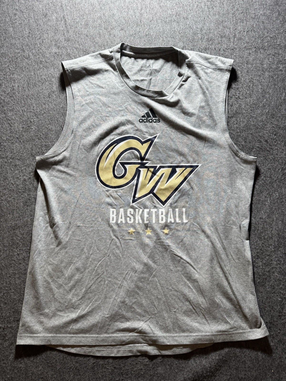 Adidas Gray George Washington Program Sleeveless Mens Size Large Creator Tee gallery