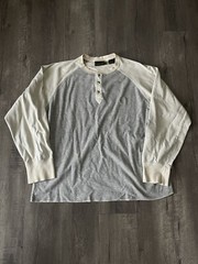 Timberland Thermal Waffle Henley Long sleeve Shirt Men Size XXL Grey/ Off-White