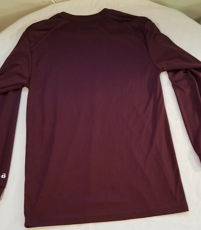 Men's Badger Sport Fitness Shirt Small Burgundy Fitted Lng/Slv Performance EUC gallery