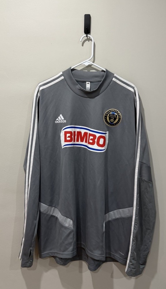 Adidas Philadelphia Union Pregame Long Sleeve Warm Up Jersey Gray Size XL 2018