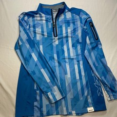 RZR Polaris Mens Medium Pullover Top Long Sleeve Blue Geometric Mock Neck