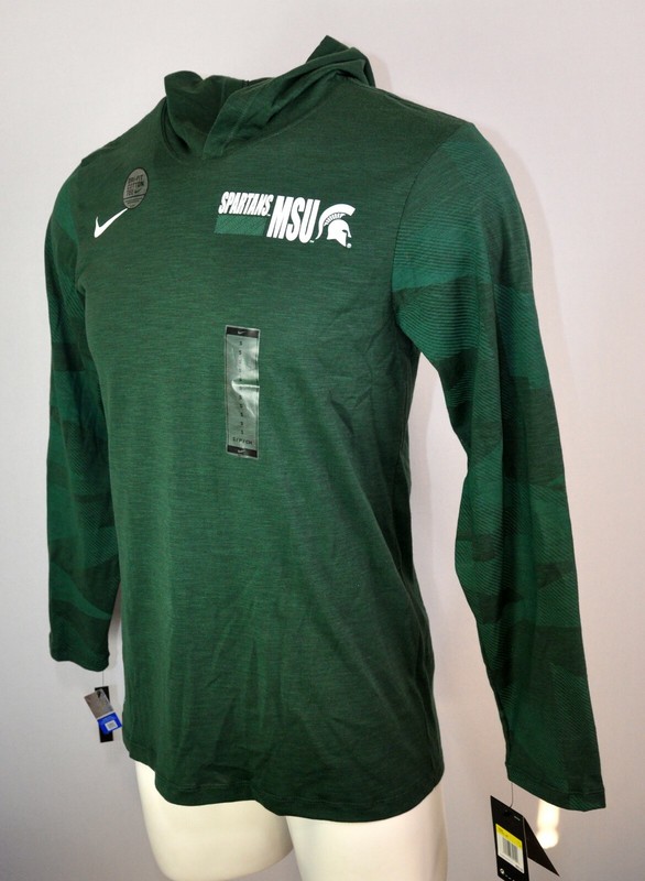 Nike Michigan State Hoodie Tee Men's Size S Spartans MSU Long Sleeve Green gallery