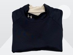 Under Armour Mens Dk Blue White Coldgear Fitted Long Sleeve Performance Shirt XL