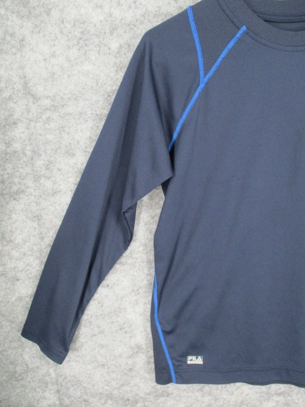 Fila Men's Top Medium Activewear Workout Crew Neck Stretch Elastic Mesh Blue gallery