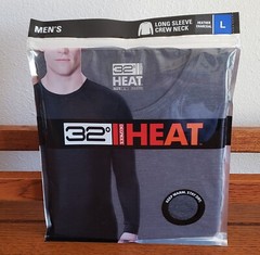 New 32 Degrees Heat Long Sleeve Crew Neck Heather Charcoal Tee Size L Mens
