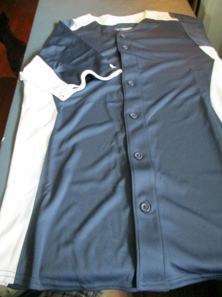NEW MAJESTIC MENS BLANK BUTTON FRONT BASEBALL JERSEY COOL BASE NAVY BLUE SMALL
