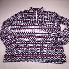 Rhoback Q-Zip Men’s Pullover XL Blue Red LS 1/4 Zip Aztec Golfing Performance