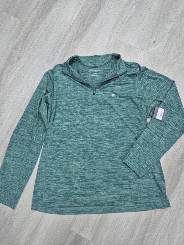 Eddie Bauer Pullover Mens Large Spearm Motion FreeDry Quarter Zip Shirt Nwt gallery