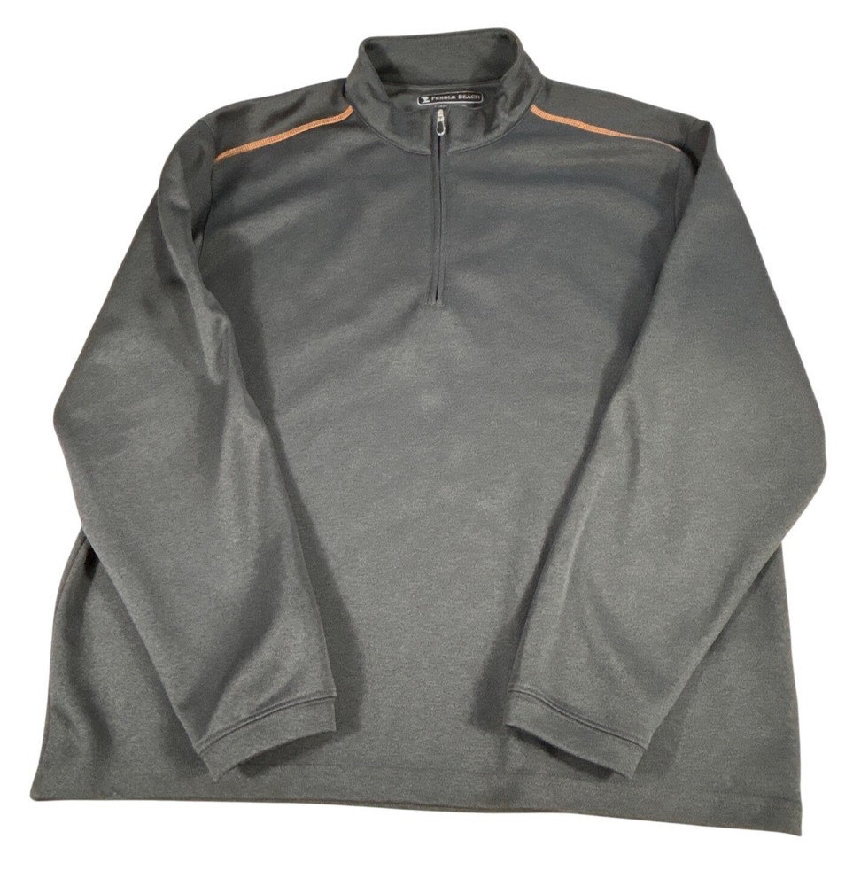 Pebble Beach Performance 1/4 Zip Pullover Gray Mens Size L Long Sleeve Outerwear