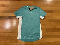 New L Nike Court Dri-Fit Advantage Tennis Top Shirt Teal White DX5538-392 Men