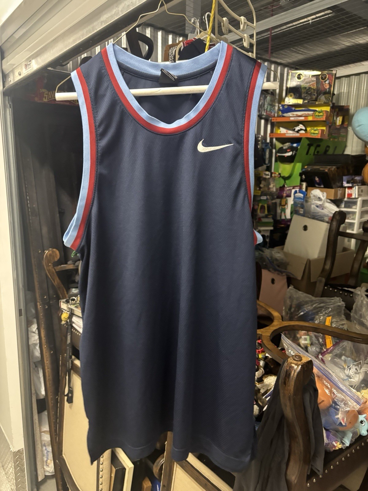 Nike Dri-fit Jersey Tank Top Dark Blue Mens XL Red Light Blue Accent gallery