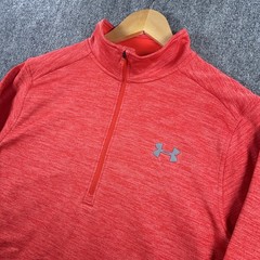 Under Armour 1/4 Zip Mens M Red Pullover Sweatshirt Coldgear Loose Fleece