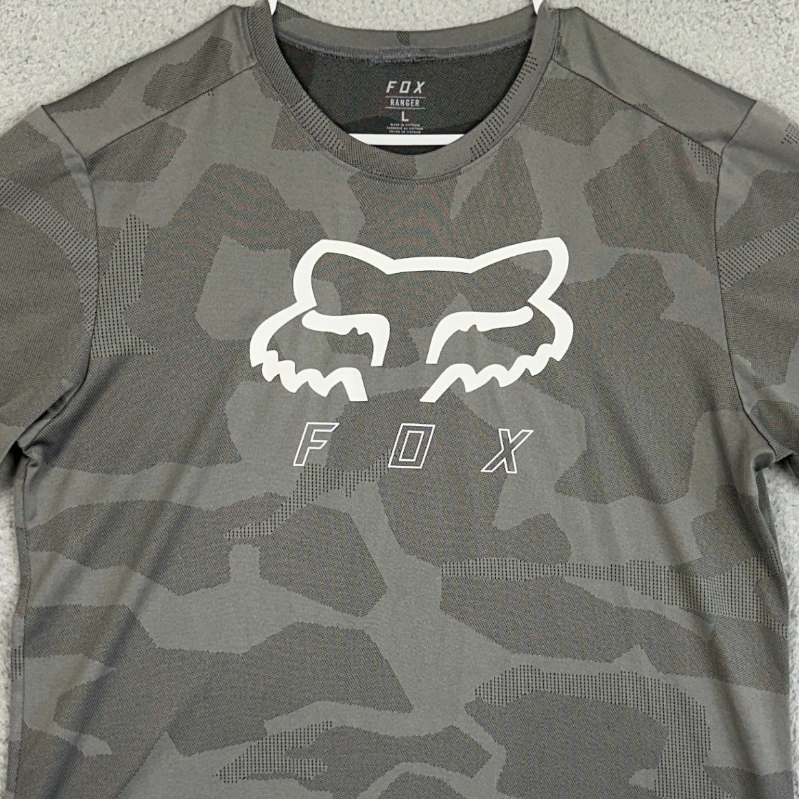 Fox Racing Ranger Shirt Mens Large Grey Camo MTB Cycling Jersey Short Sleeve gallery