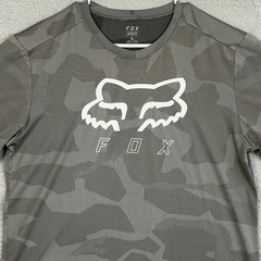 Fox Racing Ranger Shirt Mens Large Grey Camo MTB Cycling Jersey Short Sleeve